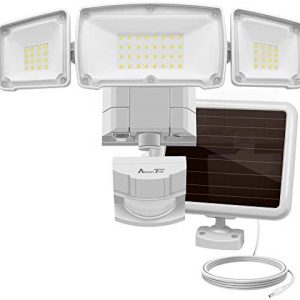 Solar Lights Outdoor, AmeriTop Super Bright LED Solar Motion Sensor Lights with Wide Angle Illumination; 1600LM 6000K, 3 Adjustable Heads, IP65 Waterproof Outdoor Security Lighting